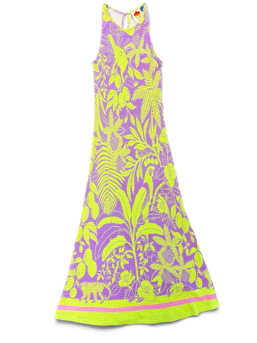 FARM Rio Women’s Neon Yellow & Lavender Floral Knit Dress